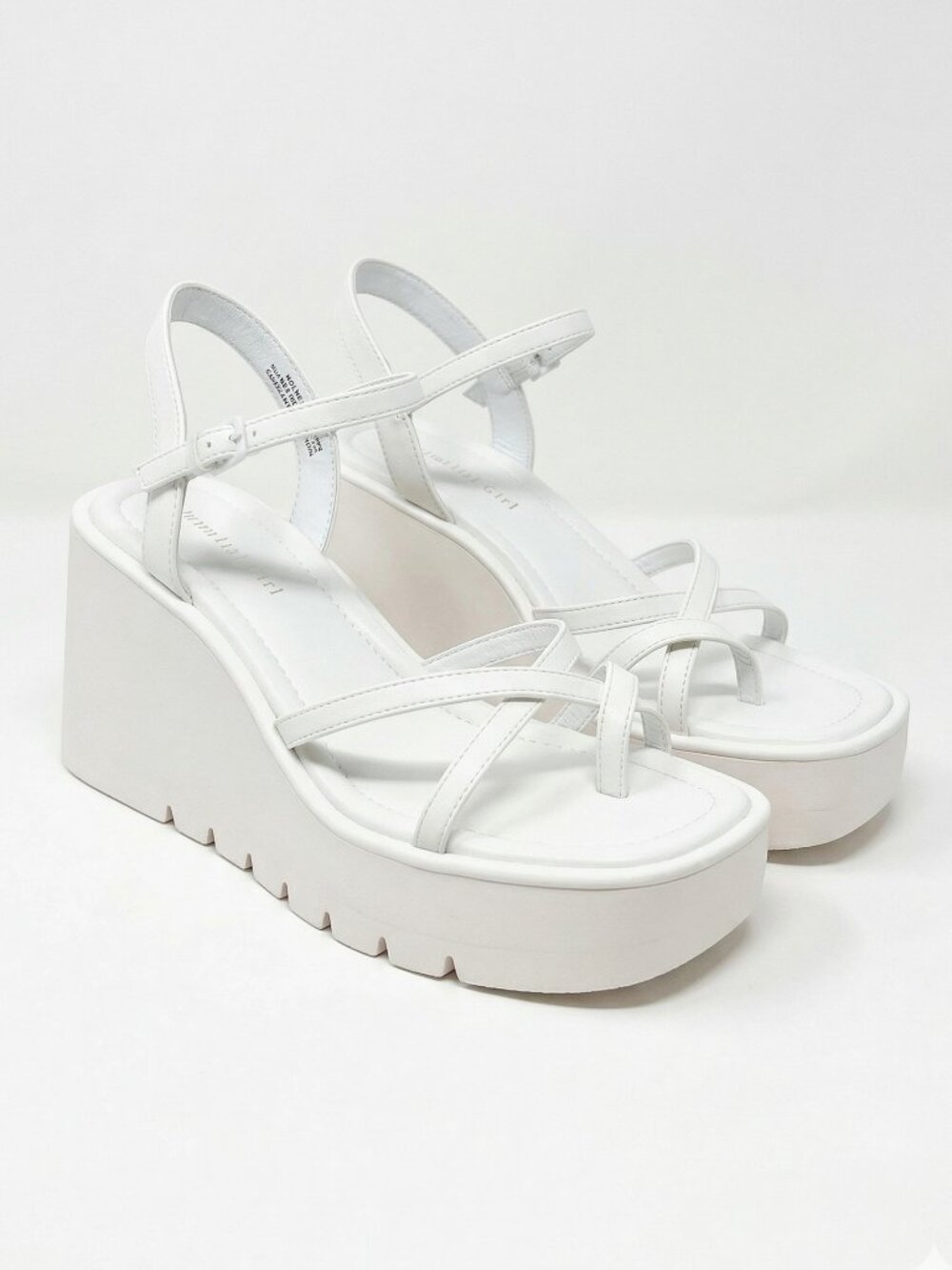 NIB Steve Madden Vaultt Platform Wedge Sandals Strappy Caged Chunky Heel White 9 - Picture 1 of 16